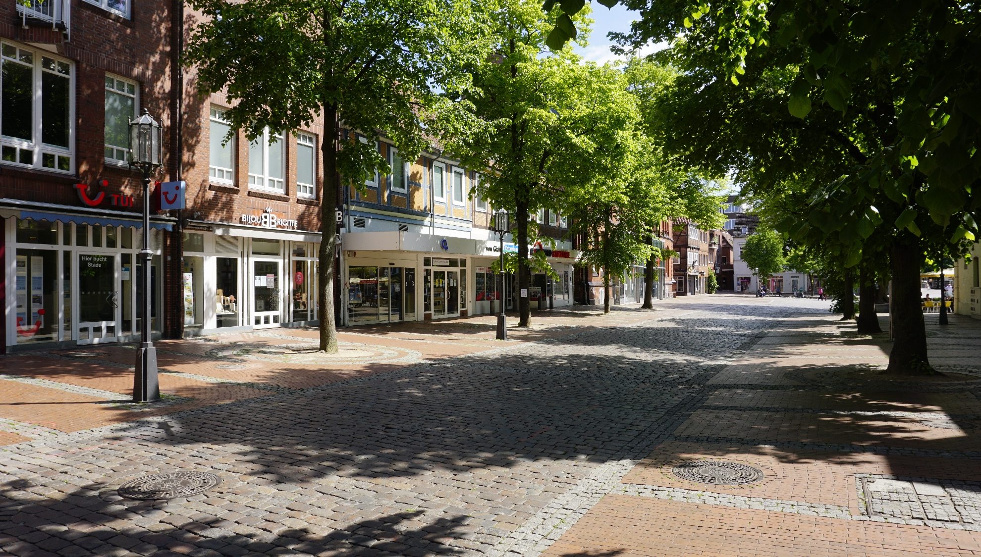 Innenstadt Stade, Straße Pferdemarkt in Richtung Holzstraße, Mai 2020