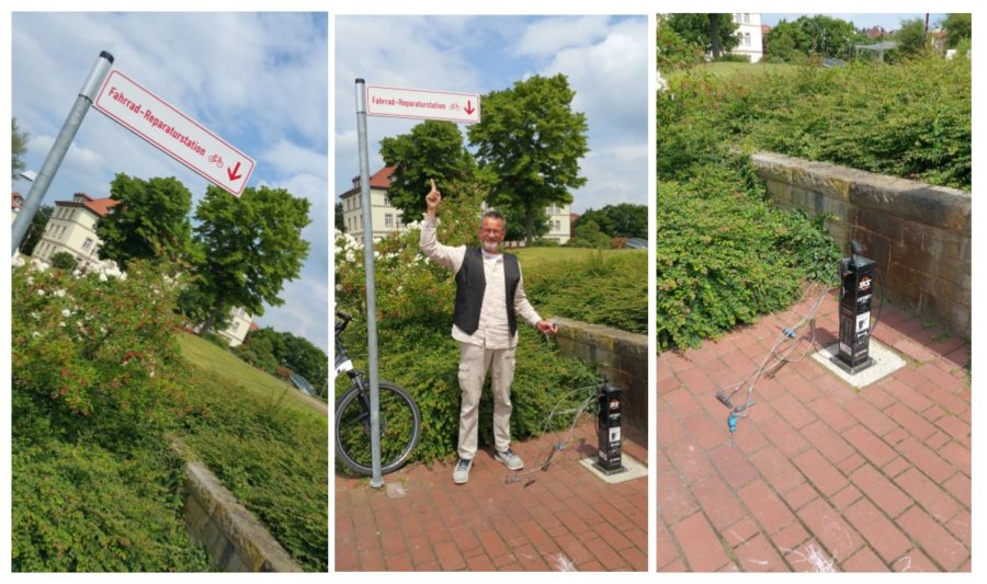 Kai Holm bei der Fahrrad-Reparaturstation Hameln