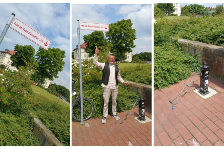 Kai Holm bei der Fahrrad-Reparaturstation Hameln