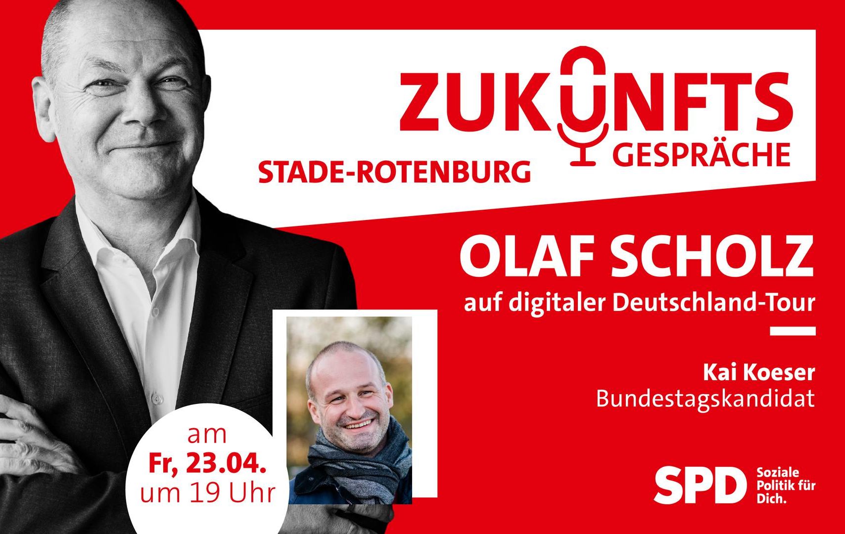 Portrait von Olaf Scholz und Kai Koeser zur Bewerbung der Zukunftsgespräche