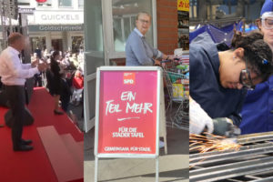 Sozen-Sonntag 6: Olaf Scholz beim Wahlkampfauftakt in Bochum, Daniela Oswald bei der Spendenaktion "Ein Teil mehr" für die Stader Tafel, Auszubildende im Metallbau