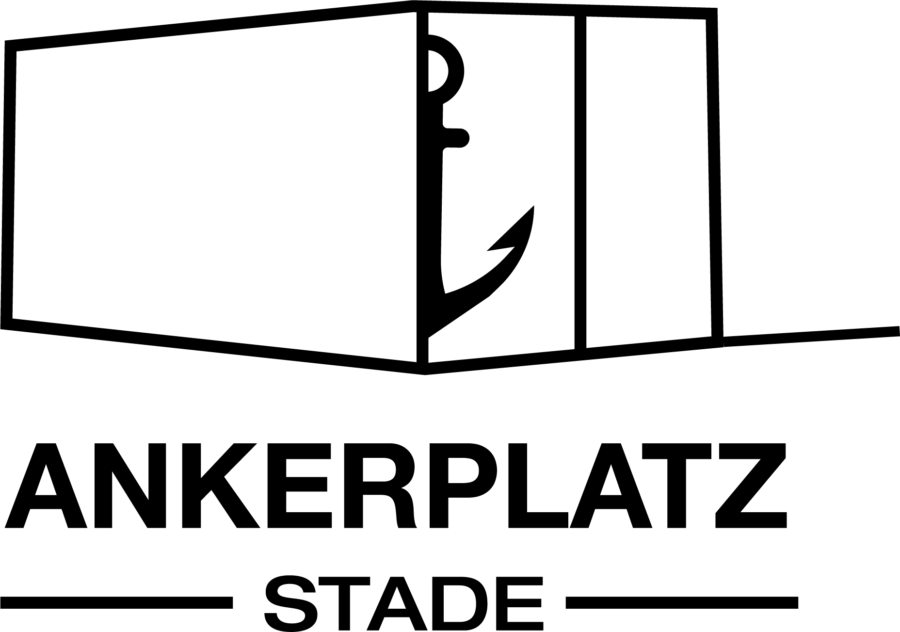 Logo der Bürgerinitiative "Ankerplatz", ein stilisierter Schiffscontainer mit einem halben Anker als Symbol