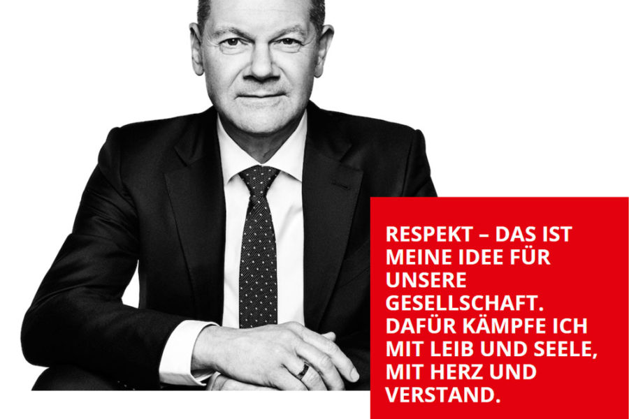 Screenshot von SPD.de, Kanzlerkandidat Olaf Scholz: Respekt - das ist meine Idee für unsere Gesellschaft. Dafür kämpfe ich mit Leib und Seele, mit Herz und Verstand.