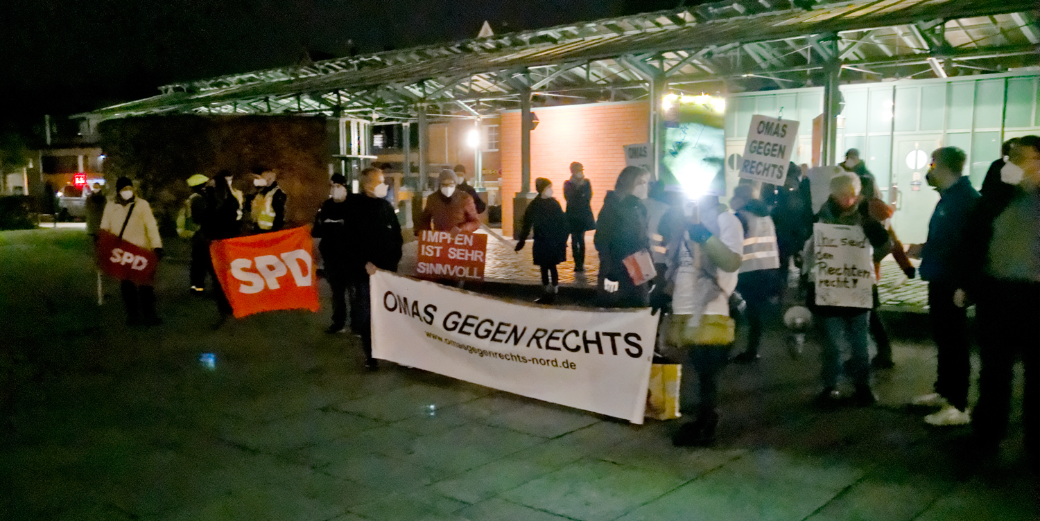 Demonstration der Omas gegen Rechts am Sande in Stade zusammen mit SPD, Grünen, FDP und Linken