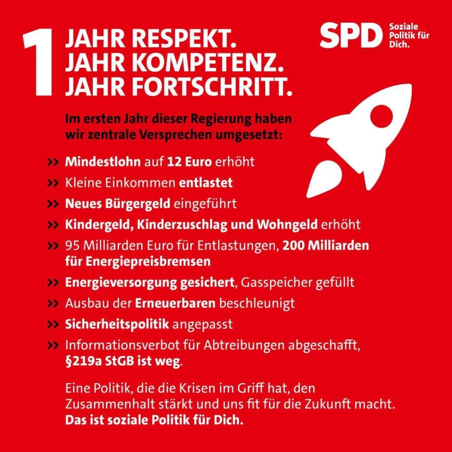 1 Jahr Ampel heißt 1 Jahr Respekt, 1 Jahr Kompetenz, 1 Jahr Fortschritt.